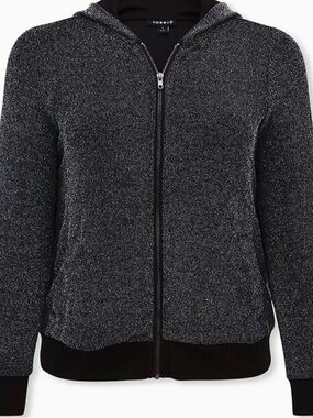 NWT Torrid Lightweight Sparkle Black Hoodie Jacket Size 2 18/20 2X